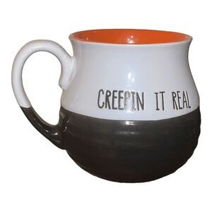 10 Strawberry Street Creepin It Real Black and White Coffee Mug, 16 oz, Orange I